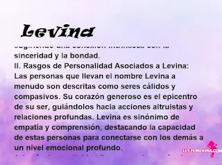 ▷ Significado del nombre Levina
