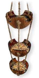 parrot foraging toy made of cocont halves