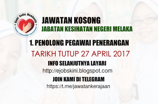 Jawatan Kosong di Jabatan Kesihatan Negeri Melaka (JKN 