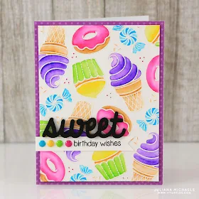 Sunny Studio Stamps: Sweet Shoppe Ice Cream Cone, Donuts & Cupcake Card by Juliana Michaels