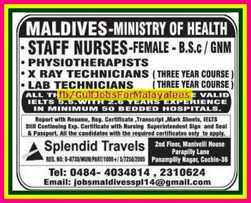 Maldives Ministry of Health Job Vacancies