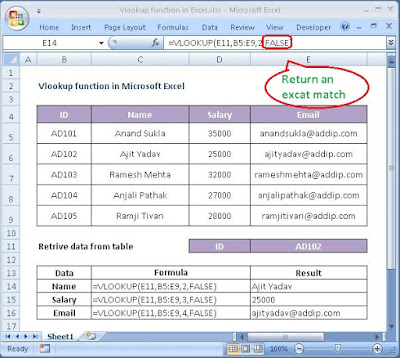 VLOOKUP function in Microsoft Excel