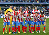 CLUB ATLÉTICO DE MADRID - Madrid, España - Temporada 2012-13 - Courtois, Mario Suárez, Miranda, Filipe Luis, Godin; Arda Turan, Juanfran, Falcao, Diego Costa, Cebolla Rodríguez y Koke - MÁLAGA C. F. 0, ATLÉTICO DE MADRID 0 - 03/03/2013 - Liga de 1ª División, jornada 26 - Málaga, estadio de La Rosaleda