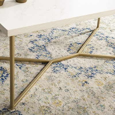 Mid Century Modern Rectangle Coffee Table with Y-Leg Base