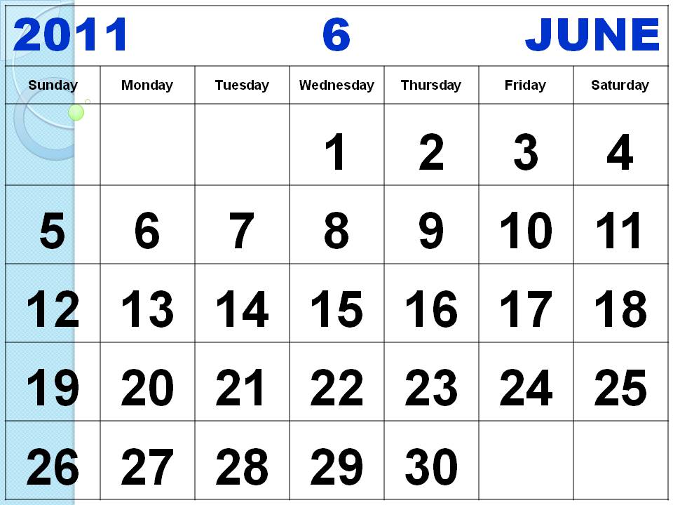 june 2011 calendar blank. Blank Calendar June 2011 or