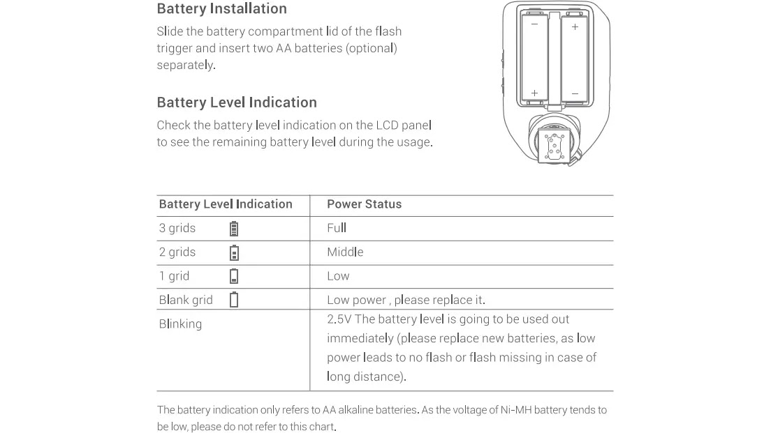 Информация из инструкции к Godox XPro II об использовании батарей и NiMH-аккумуляторов