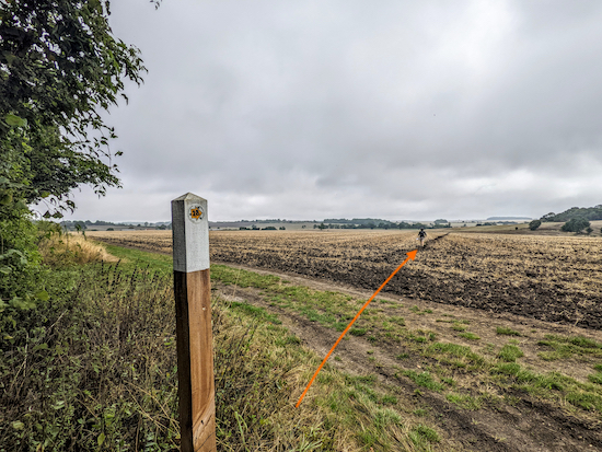 Keep heading ENE, still on Sandon footpath 28