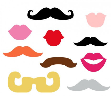 Colored Mustaches and Lips: Free Printable Party Photo Booth. 