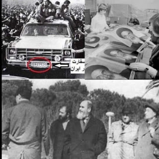 عکس خمینی در کنار ماموران سازمان اطلاعات امریکا سیا در یک دیدار مخفیانه.