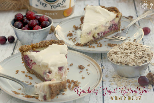 Cranberry Yogurt Custard Pie with Nutty-Oat Crust