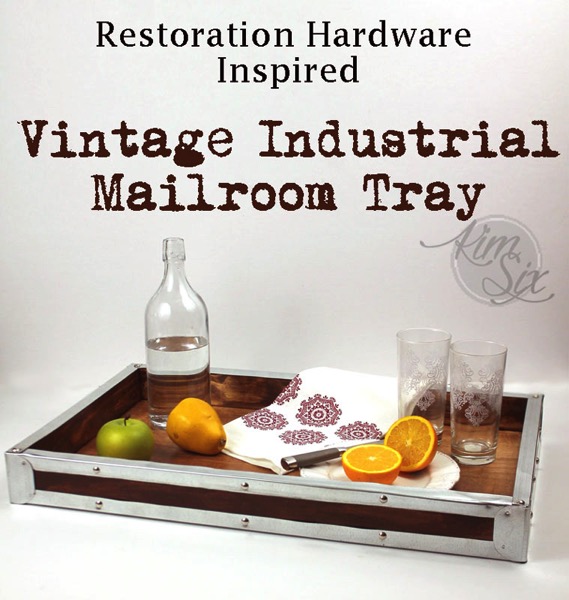 Restoration Hardware Inpsired Metal and Wood Vintage Tray