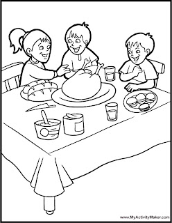 kids enjoying Thanksgiving dinner printables