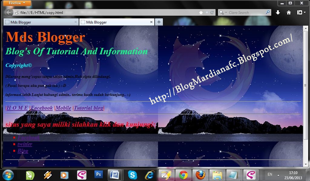 Contoh Web Sederhana Menggunakan Html  Mds Blogger