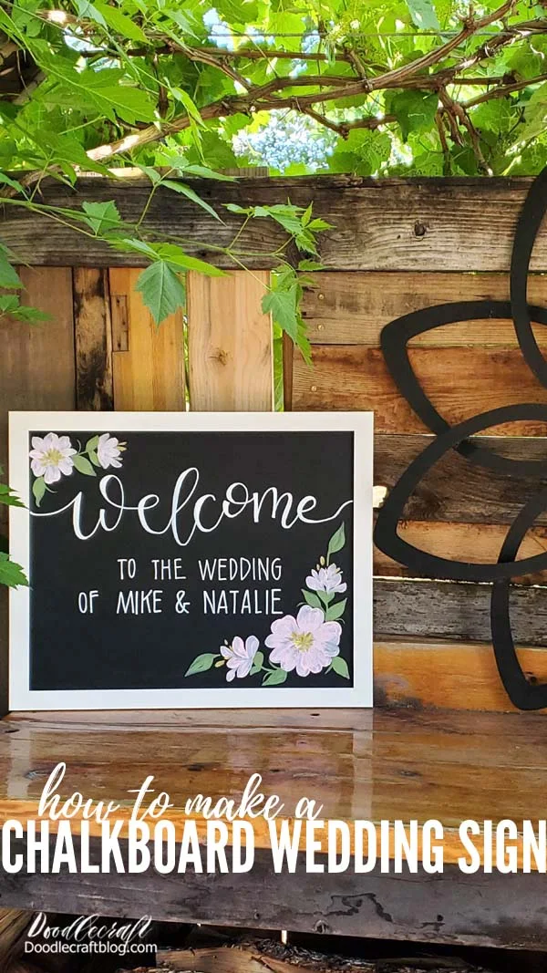 How to Make Chalkboard Wedding Sign!   We are full swing into wedding season, so here's a tutorial for making a chalkboard wedding sign for the big day.   My husband (Mike) and I got married 23 years ago on June 22nd. I got married in the pre-pinterest days, so there was only my imagination for decor.    I made this chalkboard wedding sign for the perfect garden wedding. It would be awesome for a baby or wedding shower, party, celebration or any event!   Let's get started making a wedding sign!
