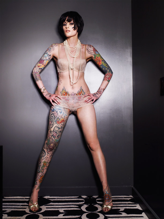 woman tattoo. woman with body tattoos