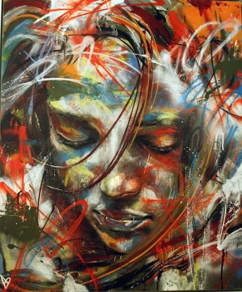 David Walker pinturas mulheres cores spray em tela e nas ruas da cidade