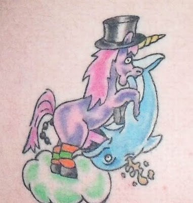 Unicorn and Dolphin Tattoo Design