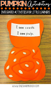 FREE life cycle of a pumpkin activities, including pocket chart sentences and sequencing printable.  Perfect for your pumpkin investigations!  Plus, we love the adorable pumpkin crafts!