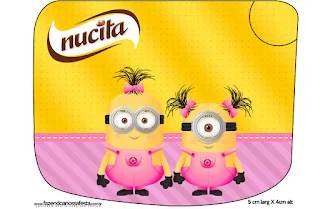 Minion Girls, Free Printable Candy Bar Nucita Labels.