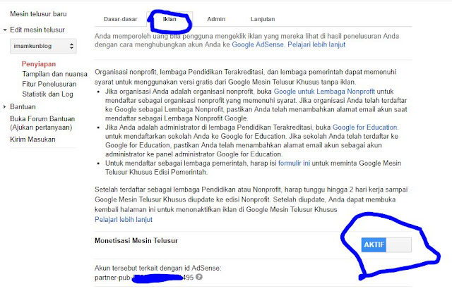 Cara Menampilkan Iklan AdSense di Google Custom Search Engine