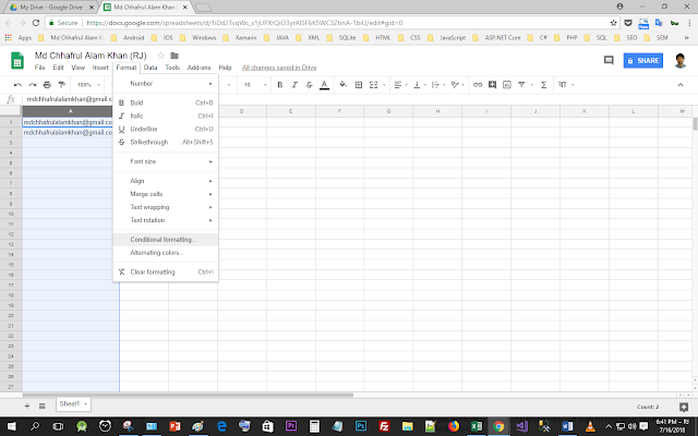 Figure 06 : Google Sheets Conditional formatting