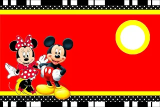 Minnie and Mickey in Red, Free Printable Invitations, Labels or Cards.