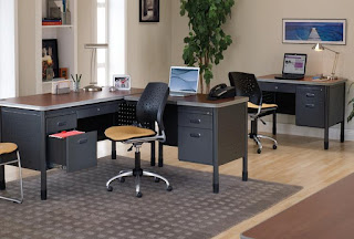 Industrial Office Interior with Metal Desks