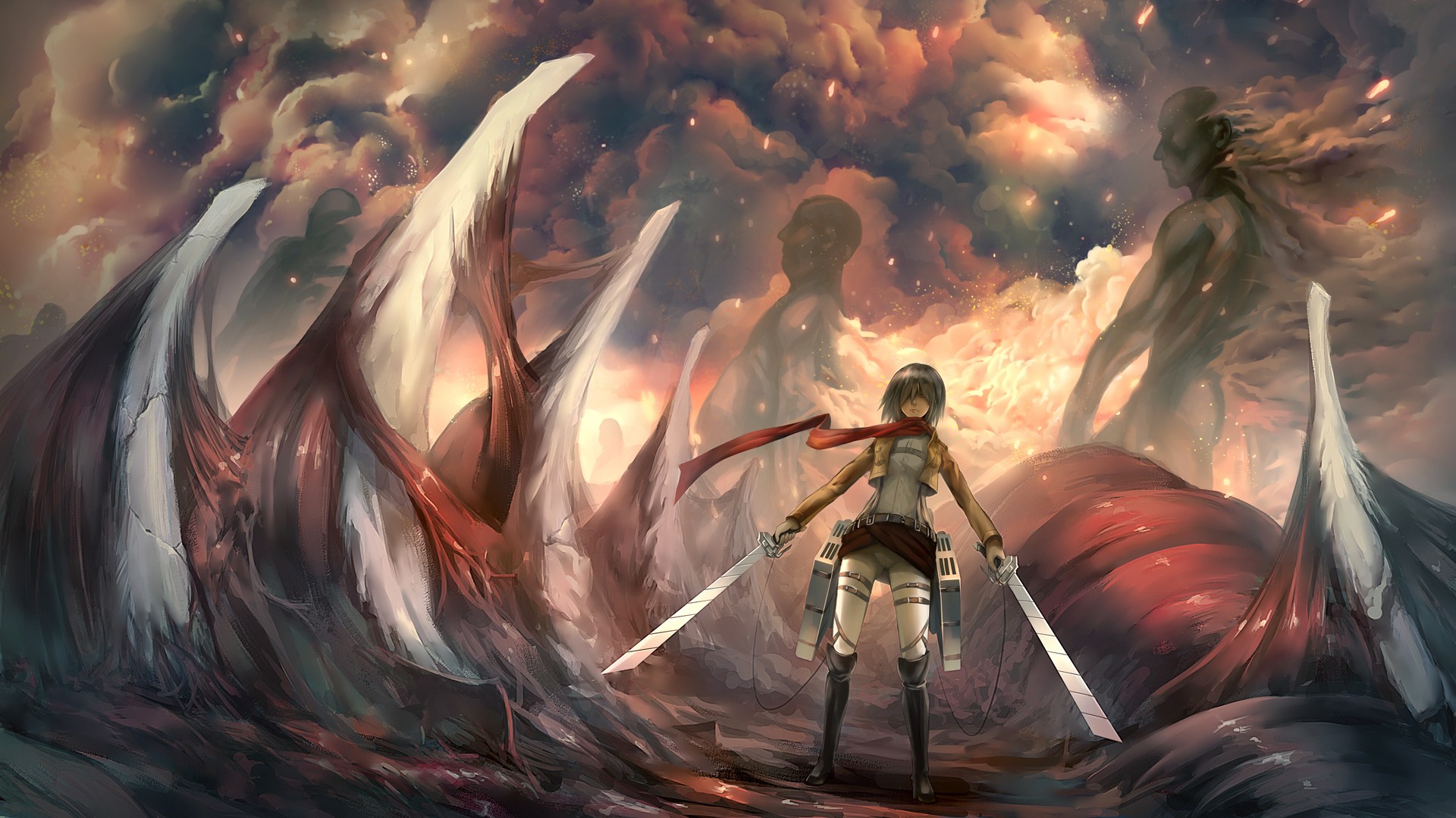 Mikasa Ackerman - Attack on Titan - Shingeki no Kyojin | Desktop Wallpaper (1920x1080)