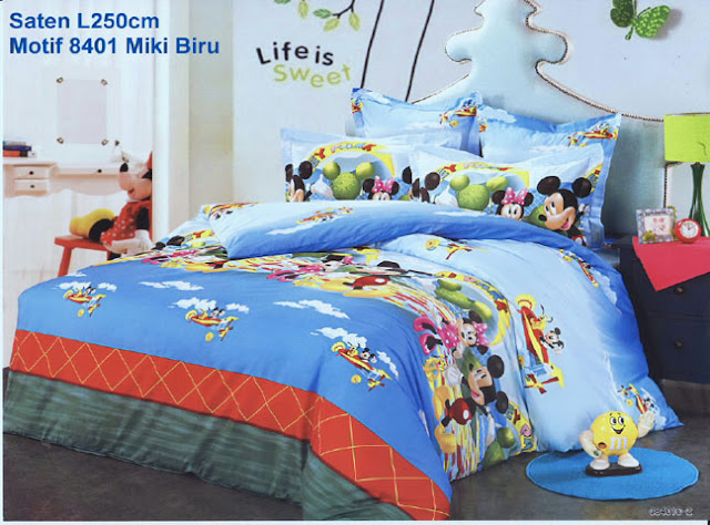 sprei anak motif miki mouse biru