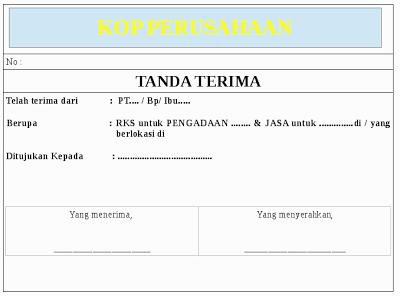 Contoh Surat Tanda Terima » Kumpulan Terbaru