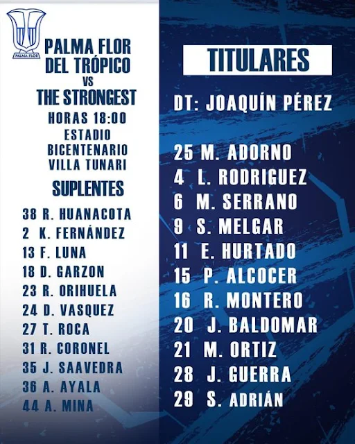 Alineaciones Palmaflor vs The Strongest