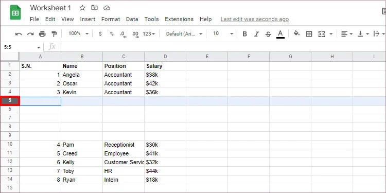 Cara Menghapus Baris Kosong di Google Sheets