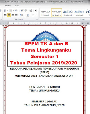 RPPM TK A DAN B TEMA LINGKUNGANKU SEMESTER 1 TAHUN PELAJARAN 2019/2020