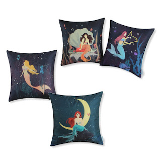 Set of 4 CaliTime Throw Pillow Covers 18 X 18 Inches, Combo Set, Colorful Mermaid (Kitchen)