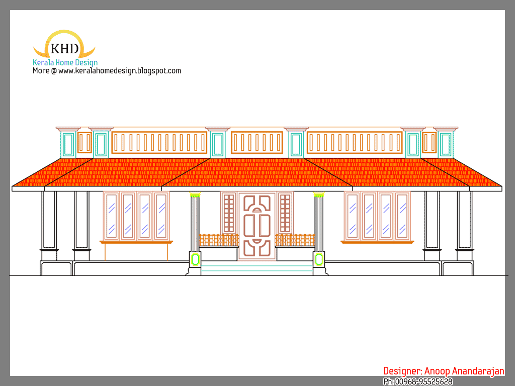  Single  Floor  House  Plan and Elevation 1290 Sq ft 