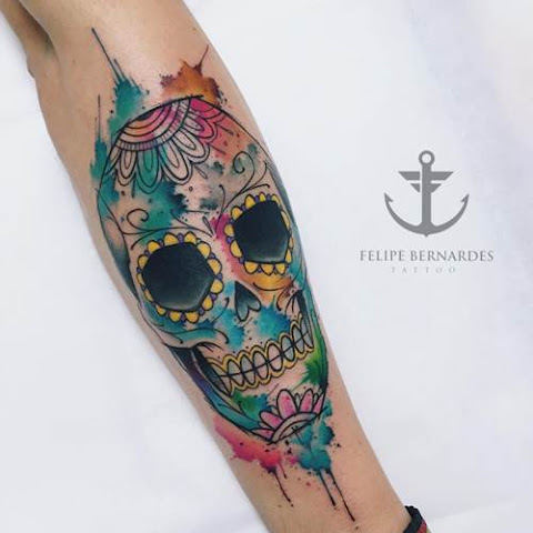 Joyful Watercolor Tattoos by Felipe Bernardes