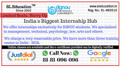 India’s Biggest Internship Hub (Specialized in IGNOU) Call: 81-81-096-096