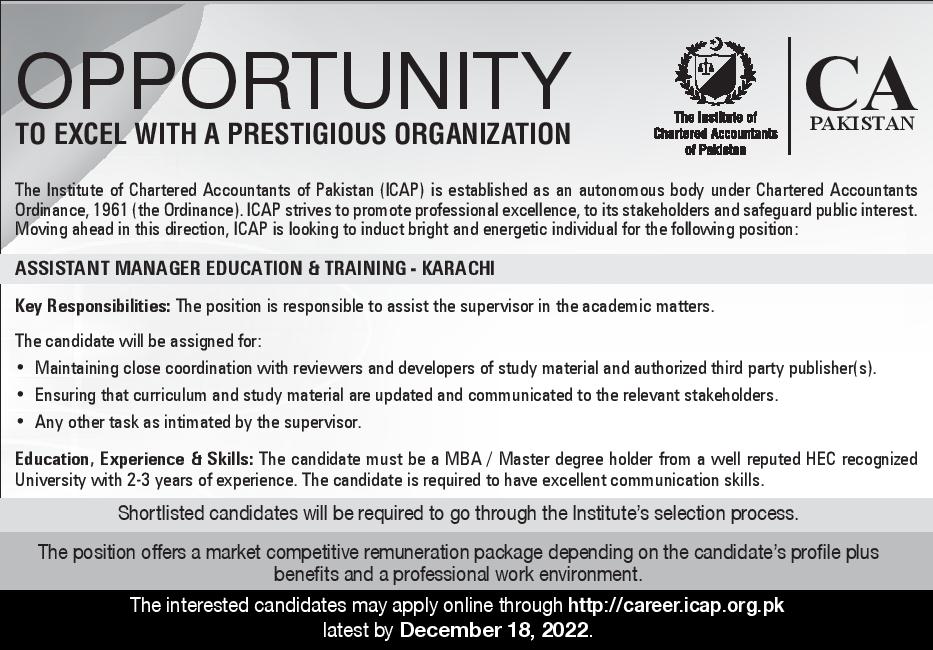 Institute of Chartered Accountants of Pakistan ICAP Announced Jobs