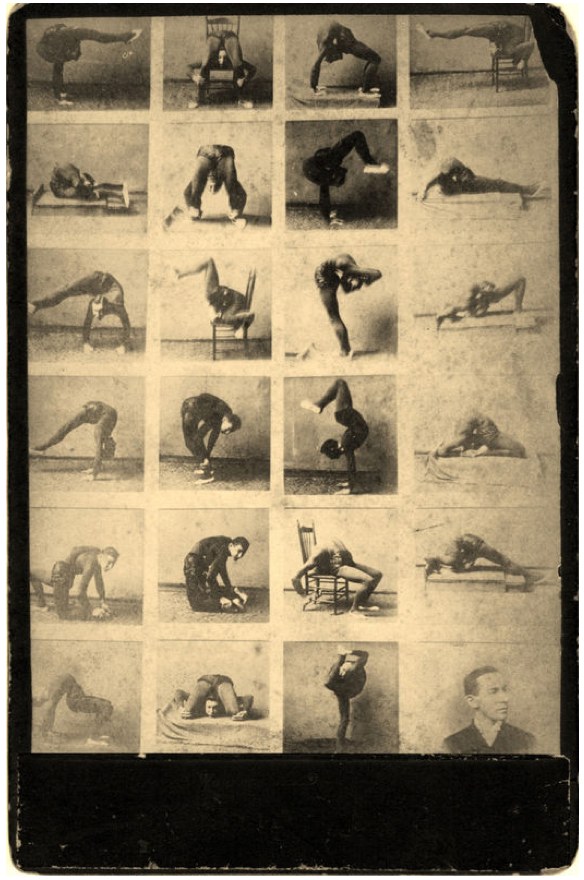 19th century cabinet card of a circus contortionist Available here