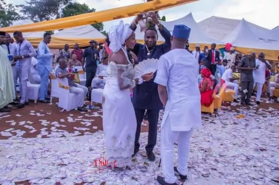 Money rain in traditional wedding