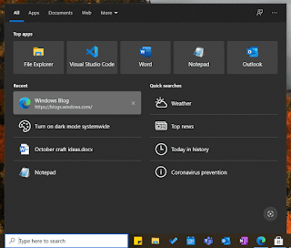 Search Box Windows 10 Build 20236