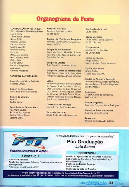 PROGRAMA DA FESTA DE NOSSA SENHORA DA CONCEIÇÃO - 2005