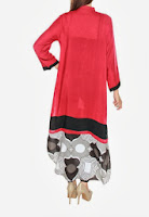 Malai linen color blocked shirt with a printed cotton daaman and embroidery on top by Jalebi 