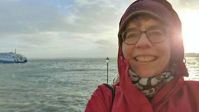 Photo of Ally Sherrick at Portsmouth Harbour with The Solent in the background