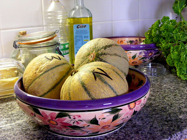 Melons marked to indicate ripeness. Indre et Loire. France. Photo by Loire Valley Time Travel.