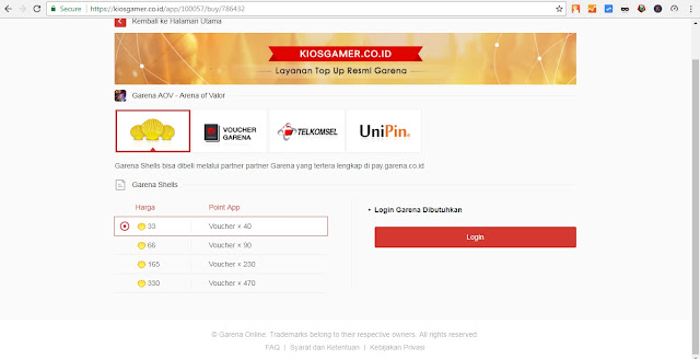 Cara Tukar Garena Shell dengan Voucher AOV