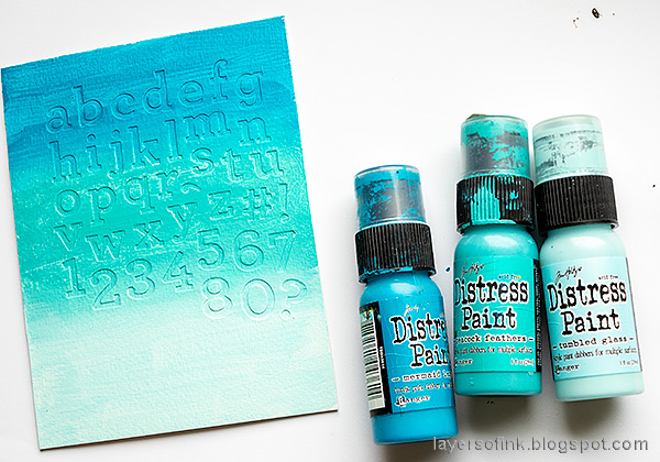 Layers of ink - Glittery Alphabet Notebook Tutorial by Anna-Karin Evaldsson. Paint with Distress Paint.