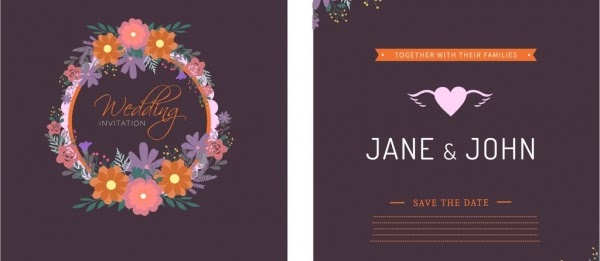Wedding Card Template Colorful Floral Ornament (AI)