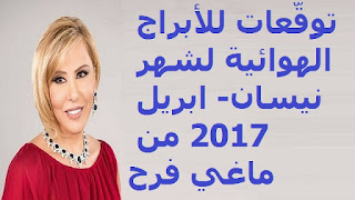 توقّعات للأبراج الهوائية لشهر نيسان- ابريل 2017 من ماغي فرح