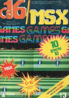 C16/MSX Games 3 - Maggio 1986 | PDF HQ | Mensile | Videogiochi | Commodore
Forse una delle poche riviste riviste in Italia a dedicarsi attivamente al supporto del Commodore 16 e del Plus 4; conteneva un mix fra giochi commerciali, oppurtunamente modificati, e programmi originali creati da autori italiani e stranieri.